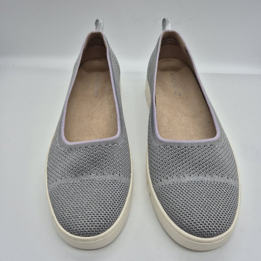 Vionic Womens Uptown Skimmer Shimmer Gray Knit Slip-on Comfort Shoes Size 9 (200
